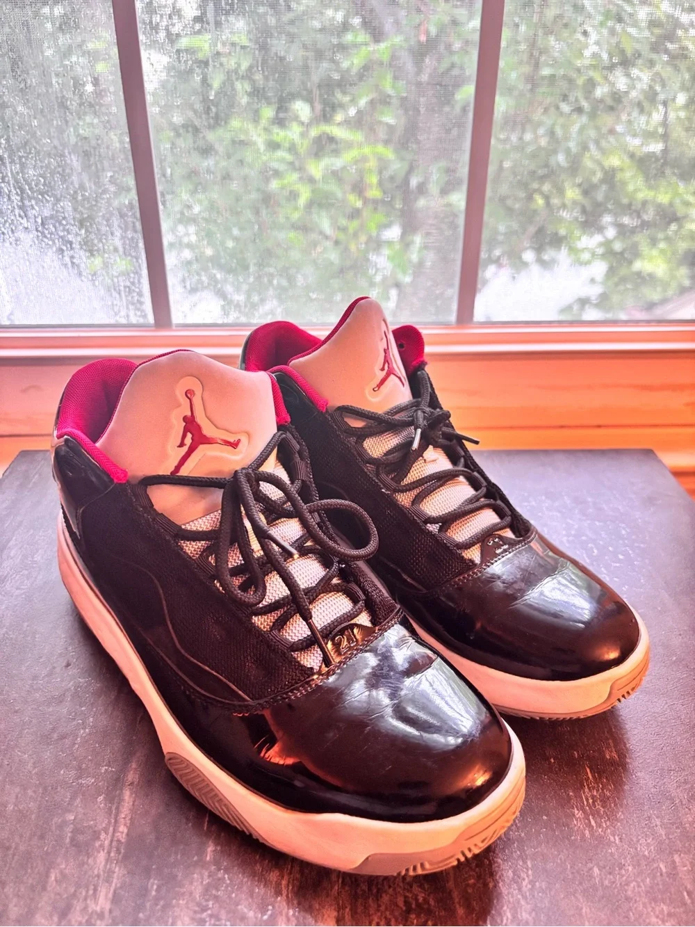 Men’s Black Red and White Jordan Sneakers